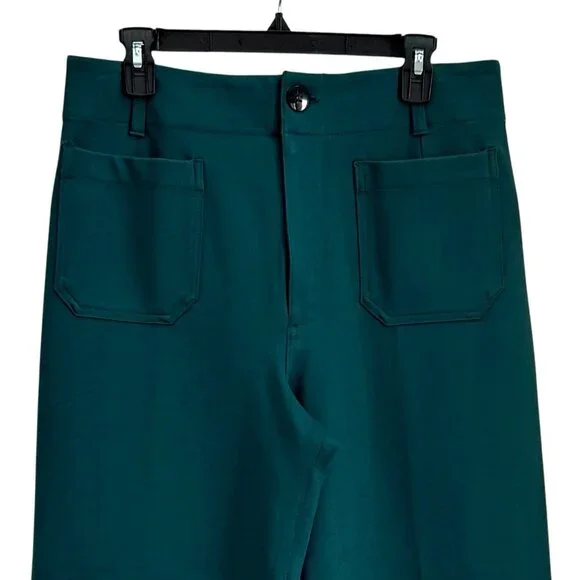 Anthropologie Maeve Colette Crop Wide Leg PONTE Pants Womens 31 Dark Green NWT